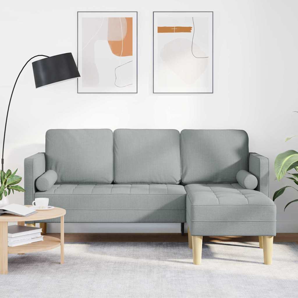 Vidaxl bankstel met kussen lichtgrijs polyester