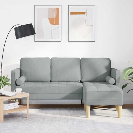 Vidaxl bankstel met kussen lichtgrijs polyester