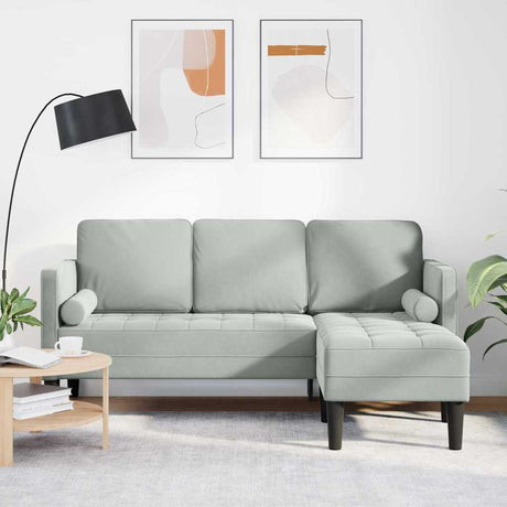 Vidaxl bankstel met kussen lichtgrijs polyester