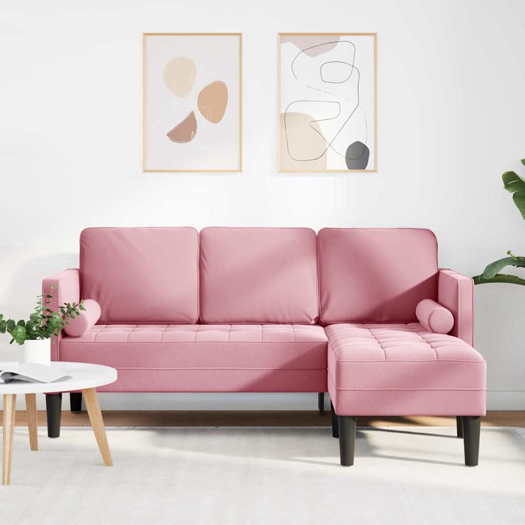 Vidaxl bankstel met kussen roze polyester
