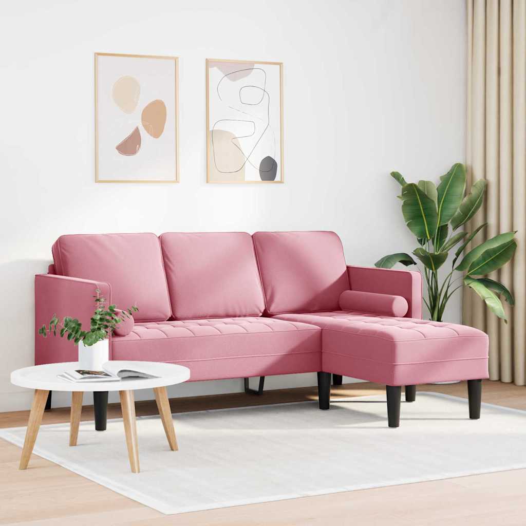 Vidaxl bankstel met kussen roze polyester