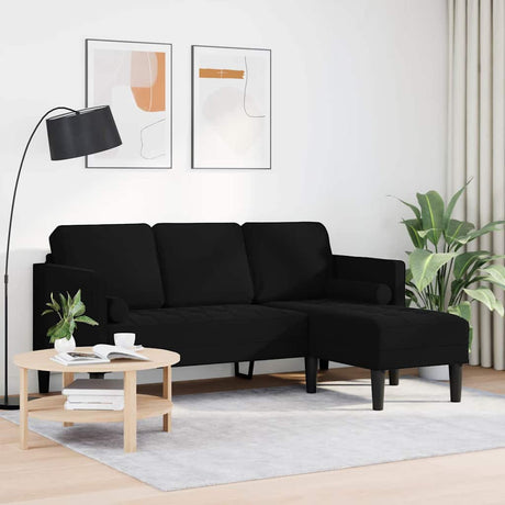 Vidaxl bankstel met kussen zwart polyester