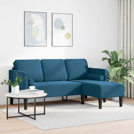 Vidaxl bankstel met kussen blauw polyester