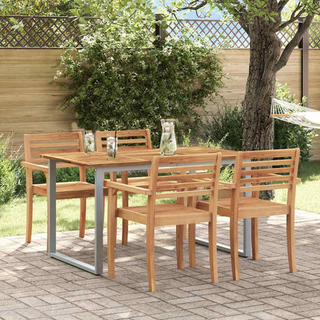 Vidaxl tuinstafel grijs 140 x 80 x 75 cm massief acaciahout