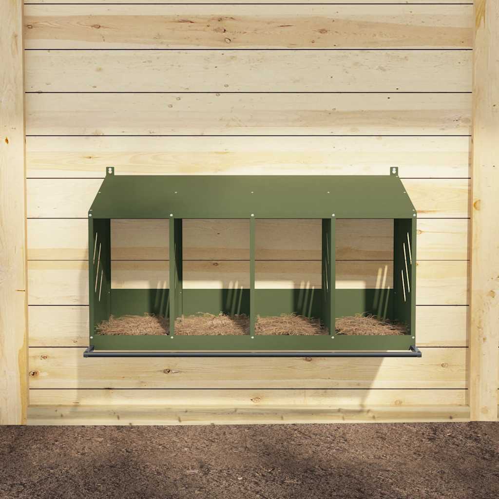 Vidaxl kippennestkastje met 4 vakken olijfgroen metaal