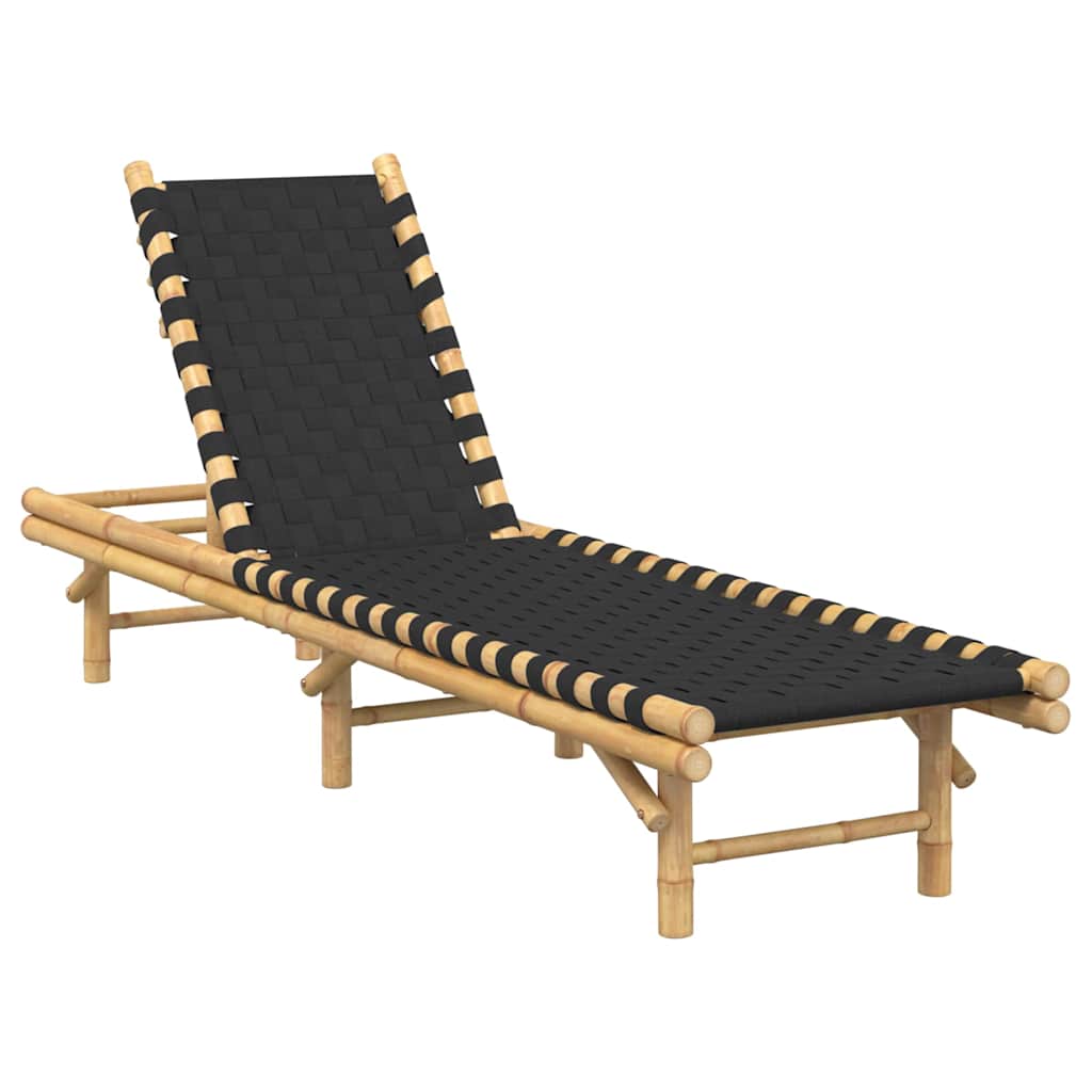 Vidaxl ligstoel met zwart geweven band 55x200x30 cm bamboe
