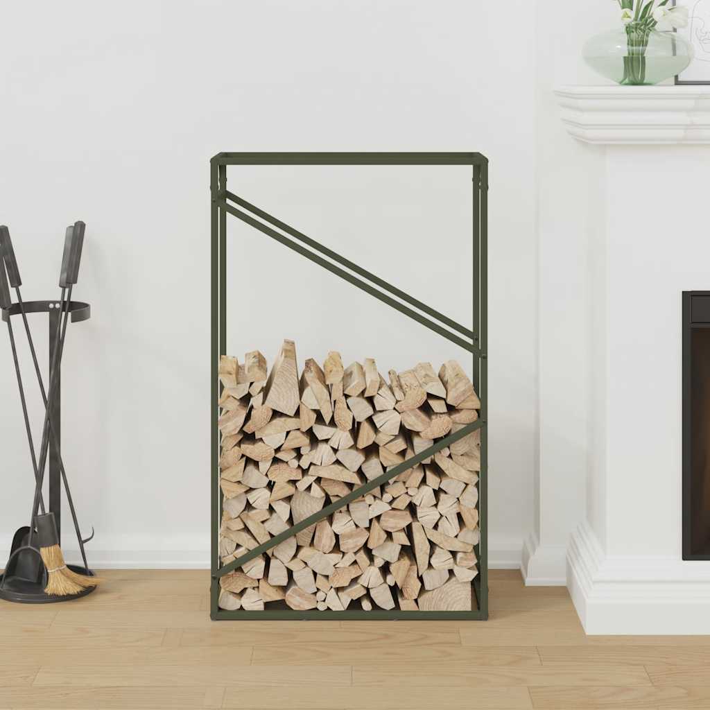 Vidaxl brandhoutrek 60x25x100 cm koudgewalst staal olijfgroen