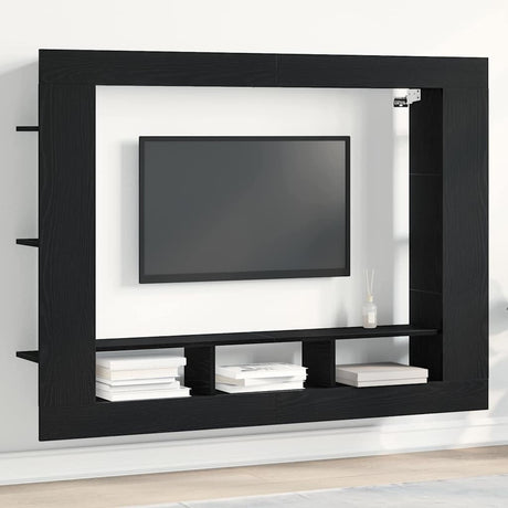 Vidaxl tv-kast 152 x 22 x 113 cm zwart eiken bewerkt hout