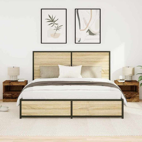 Vidaxl nachtkastje 2 st oudhout 50 x 40 x 45 cm bewerkt hout
