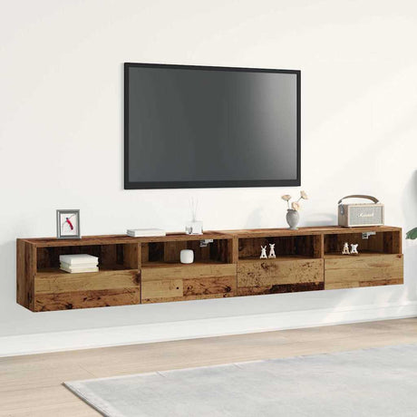 Vidaxl tv wandkast 2 st oud hout bewerkt hout