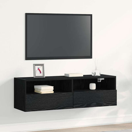 Vidaxl tv wandkast 100 x 30 x 30 cm zwart eiken bewerkt hout