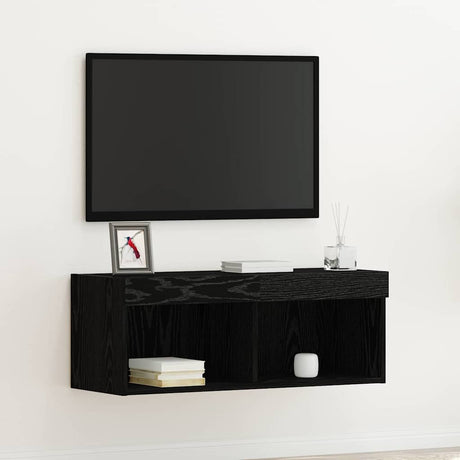 Vidaxl tv-meubelset 80 x 30 x 30 cm zwart eiken bewerkt hout