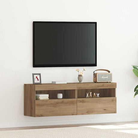 Vidaxl tv wandkast 2 st artisanaal eikenkleurig bewerkt hout