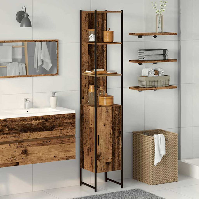 Vidaxl badkamerkast oud hout 33 x 33 x 185,5 cm bewerkt hout