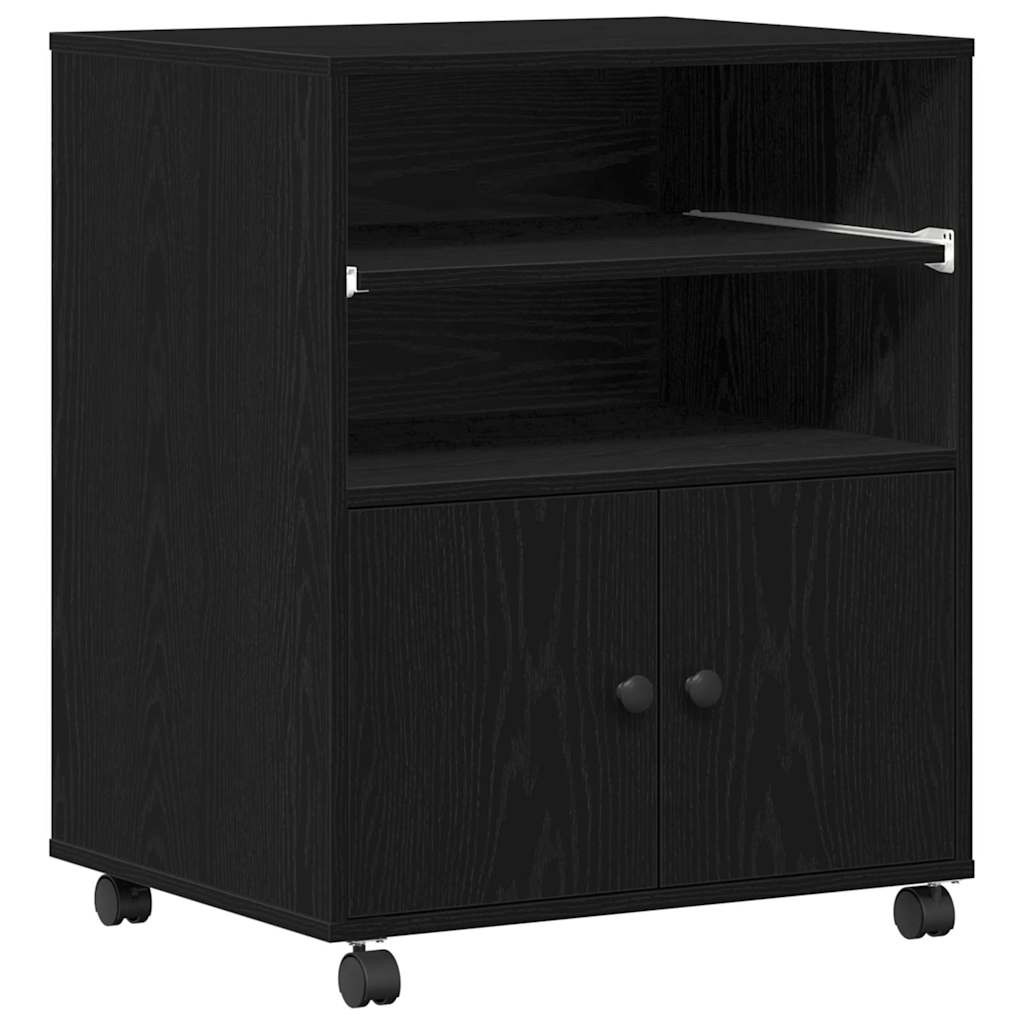 Vidaxl printerstand zwart eiken 60 x 48 x 74 cm bewerkt hout