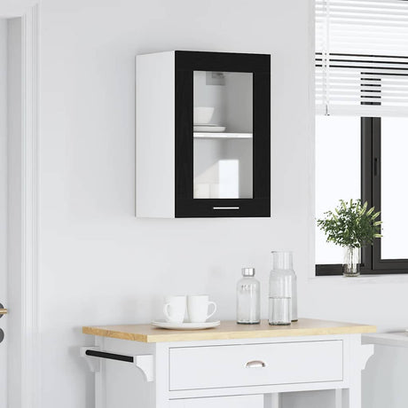 Vidaxl hangende glazen kast zwart eikenkleurig 40x31x60 cm bewerkt hout