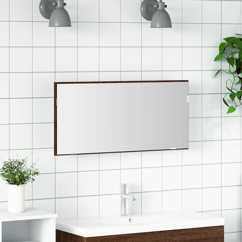 Vidaxl spiegel bruin eikenkleur 80 x 37 cm glas en engineered hout
