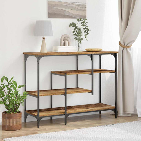 Vidaxl console tafel oud hout 100 x 35 x 75 cm gelaagd hout en metaal