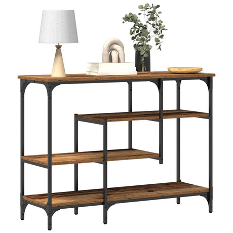 Vidaxl console tafel oud hout 100 x 35 x 75 cm gelaagd hout en metaal