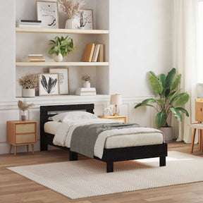 Vidaxl bedframe met hoofdeinde zwart eiken 100 x 200 cm bewerkt hout