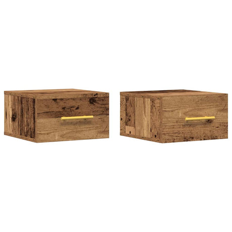 Vidaxl nachtkastje 2 st 35 x 35 x 20 cm bewerkt hout oudhout