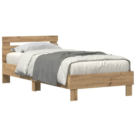 Vidaxl bedframe met hoofdeinde artisan eiken 90 x 200 cm bewerkt hout