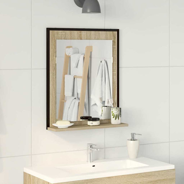 Vidaxl badkamer spiegel zwart 50 x 12 x 60 cm glas en engineered hout
