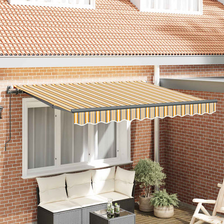 Vidaxl uitschuifbare luifel geel en grijs 250 x 200 cm stof