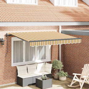 Vidaxl uitschuifbare luifel geel en grijs 250 x 200 cm stof