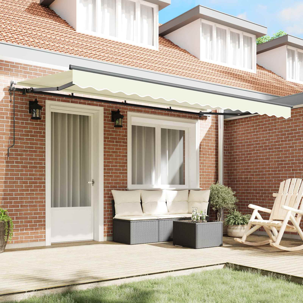 Vidaxl uitschuifbare luifel crème 350 x 200 cm stof