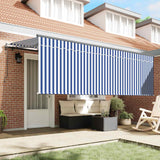 Vidaxl uitschuifbare luifel blauw en wit 350 x 200 cm