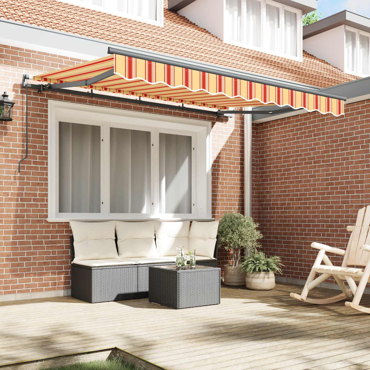 Vidaxl uitschuifbare luifel geel 350 x 200 cm stof
