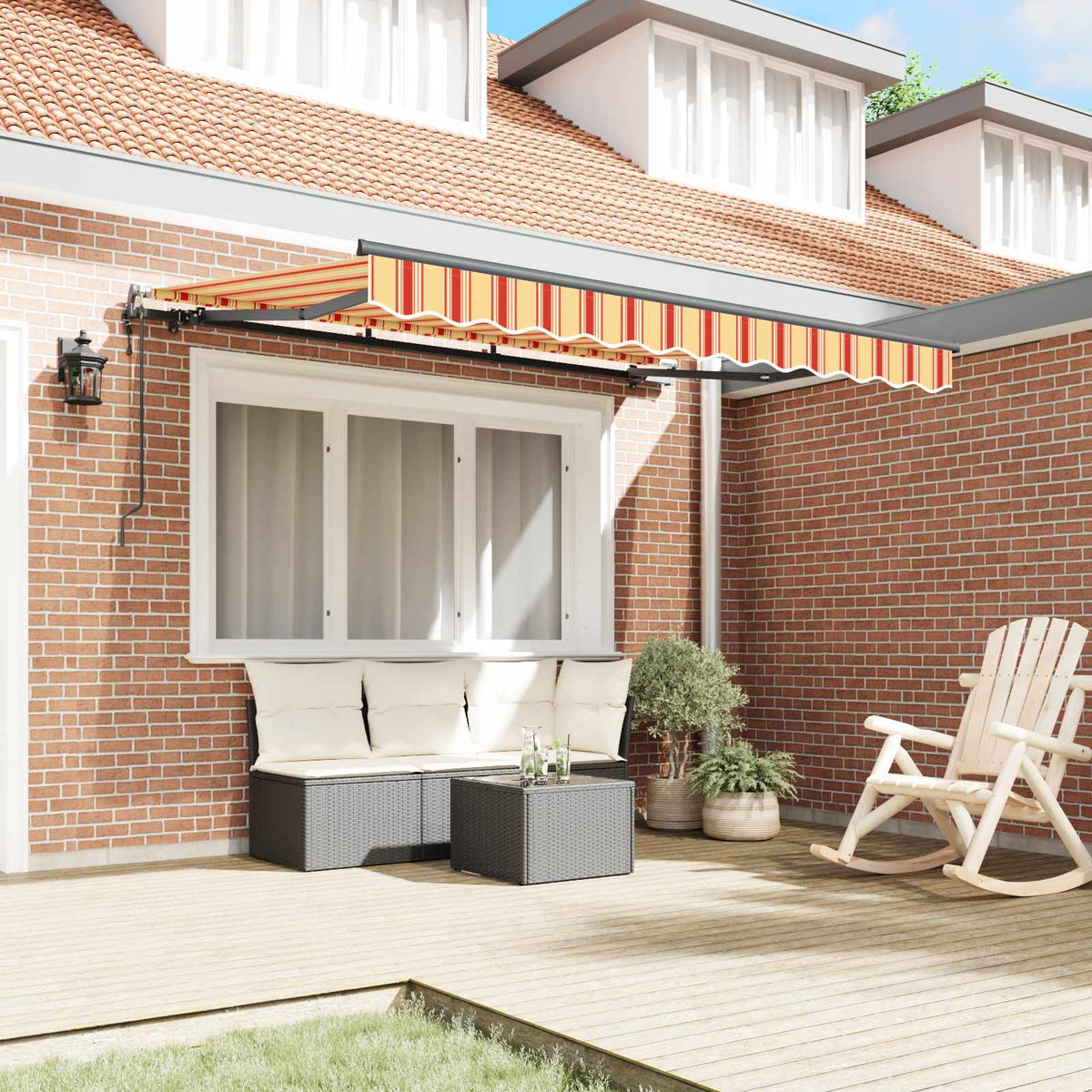 Vidaxl uitschuifbare luifel geel 350 x 200 cm stof