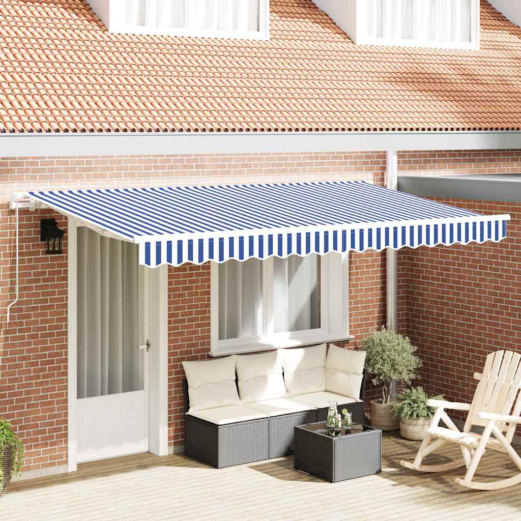 Vidaxl uitschuifbare luifel blauw 400 x 200 cm stof