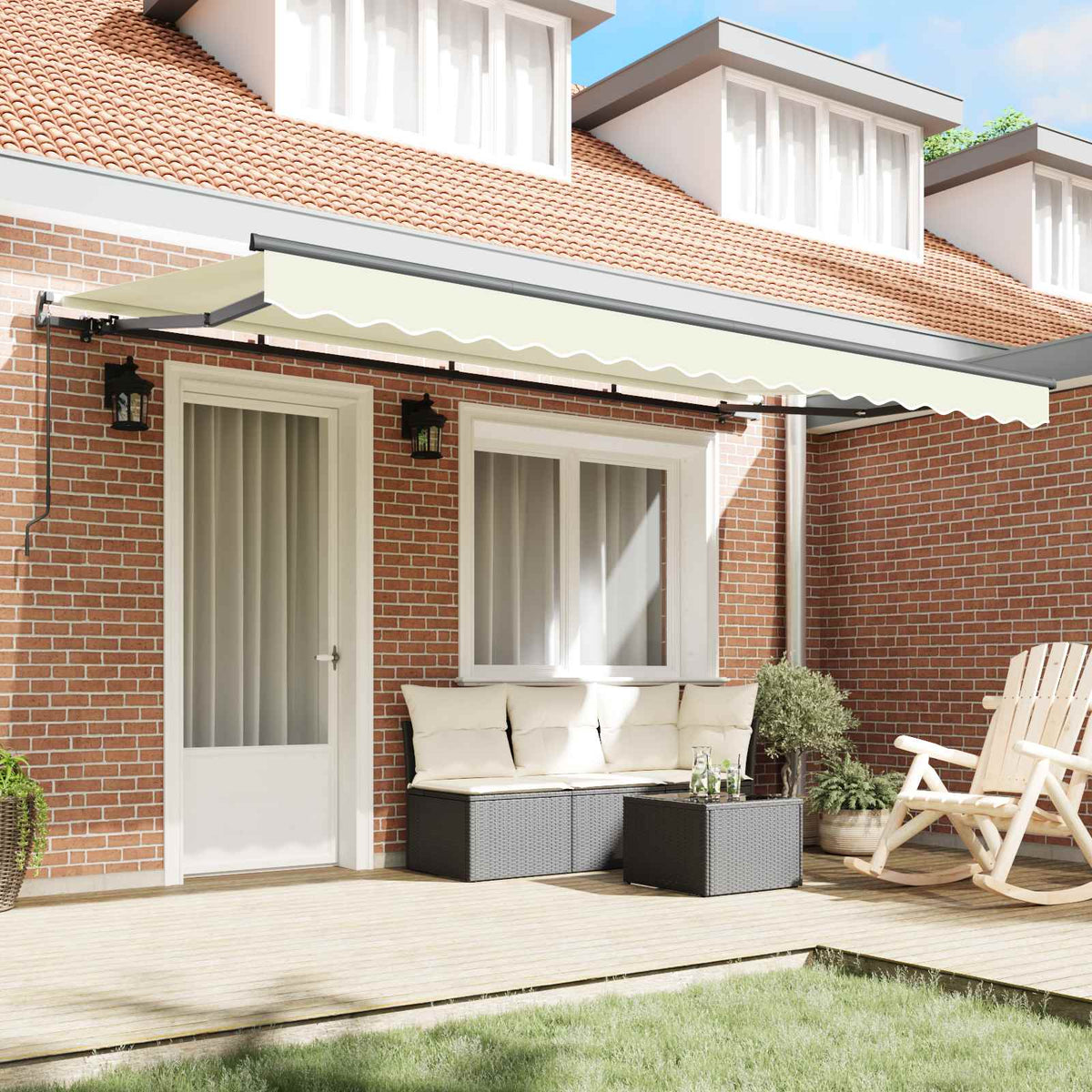Vidaxl uitschuifbare luifel crème 400 x 200 cm stof
