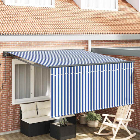 Vidaxl inklapbaar zonnescherm blauw en wit 300 x 250 cm