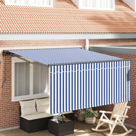Vidaxl uitschuifbare luifel blauw en wit 300 x 250 cm