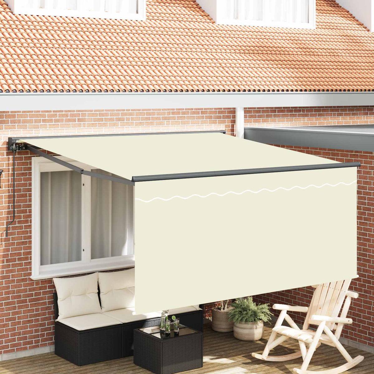 Vidaxl uitschuifbare luifel crème 300 x 250 cm polyester en aluminium