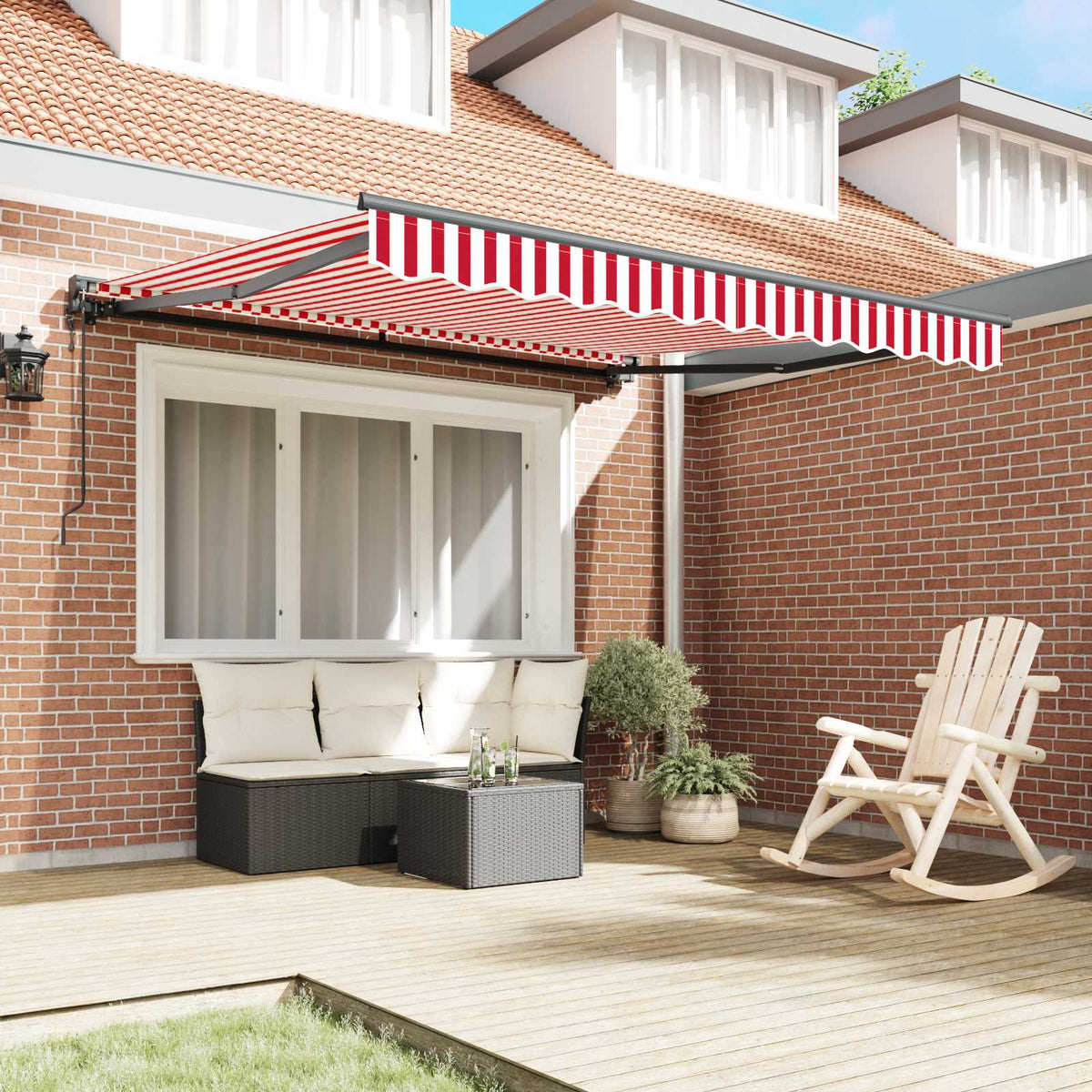 Vidaxl zijde frame rood en wit 300 x 250 cm polyester met pu-coating