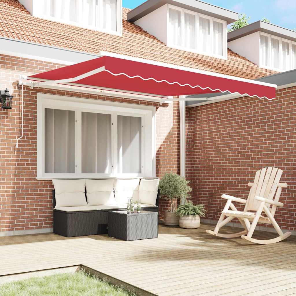 Vidaxl uitschuifbare luifel rood 300 x 250 cm stof en aluminium