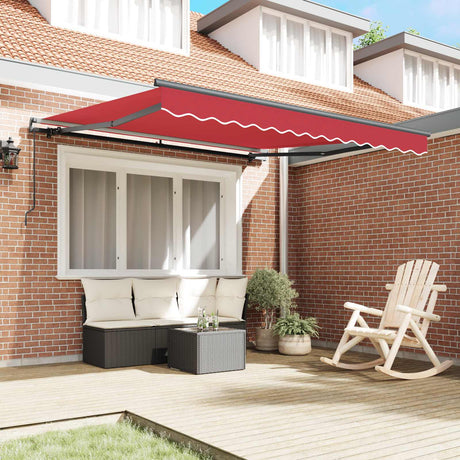 Vidaxl uitschuifbare luifel rood 300 x 250 cm polyester en aluminium