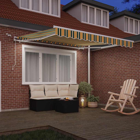 Vidaxl uitschuifbare luifel groen en geel 300 x 250 cm polyester