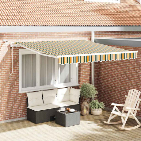 Vidaxl uitschuifbare luifel groen en geel 300 x 250 cm polyester