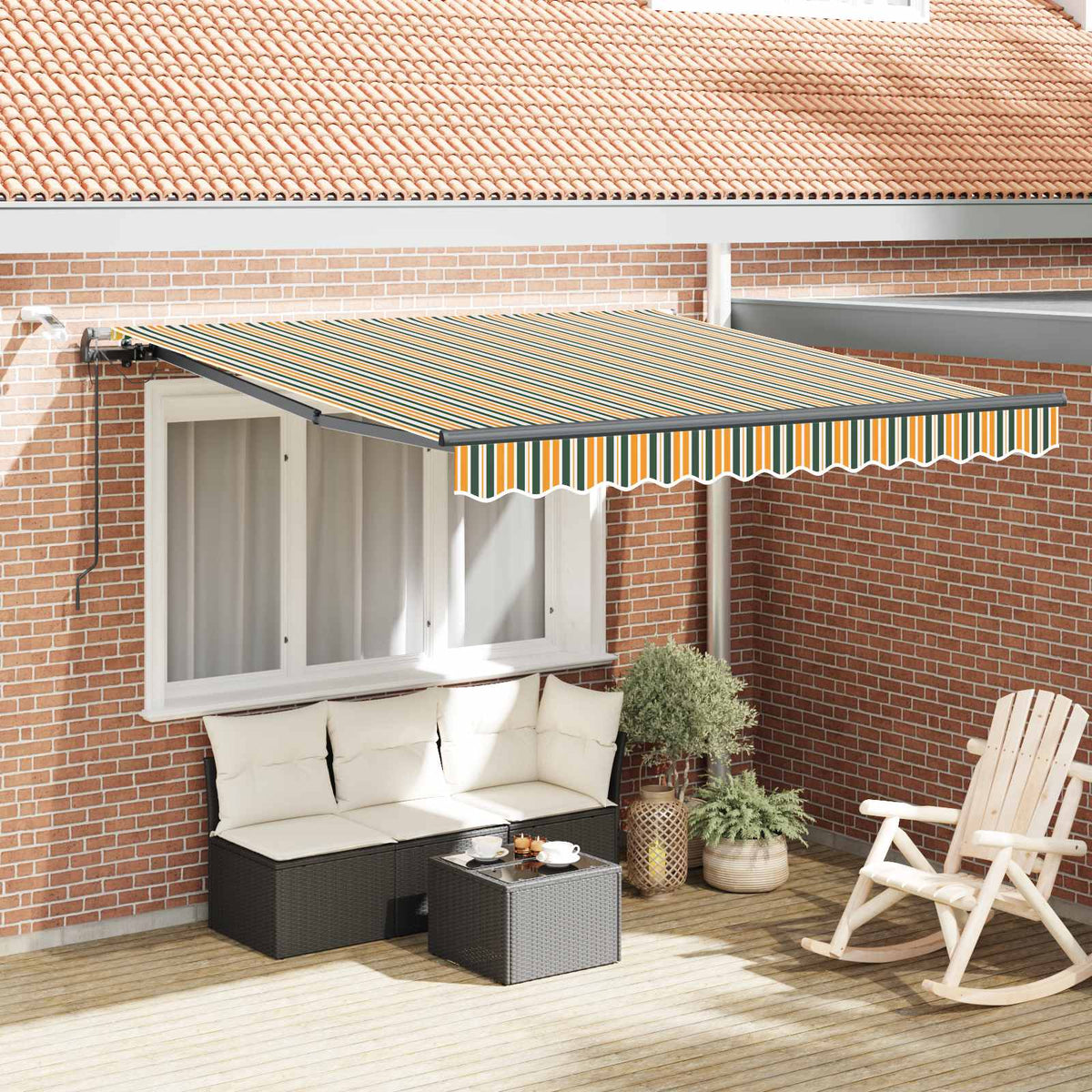 Vidaxl uitschuifbare luifel groen en geel 300 x 250 cm polyester