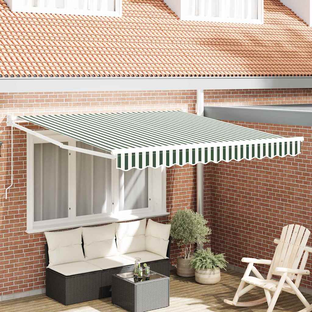 Vidaxl uitschuifbare luifel groen en wit 300 x 250 x 165 cm