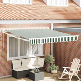 Vidaxl uitschuifbare luifel groen en wit 300 x 250 x 165 cm