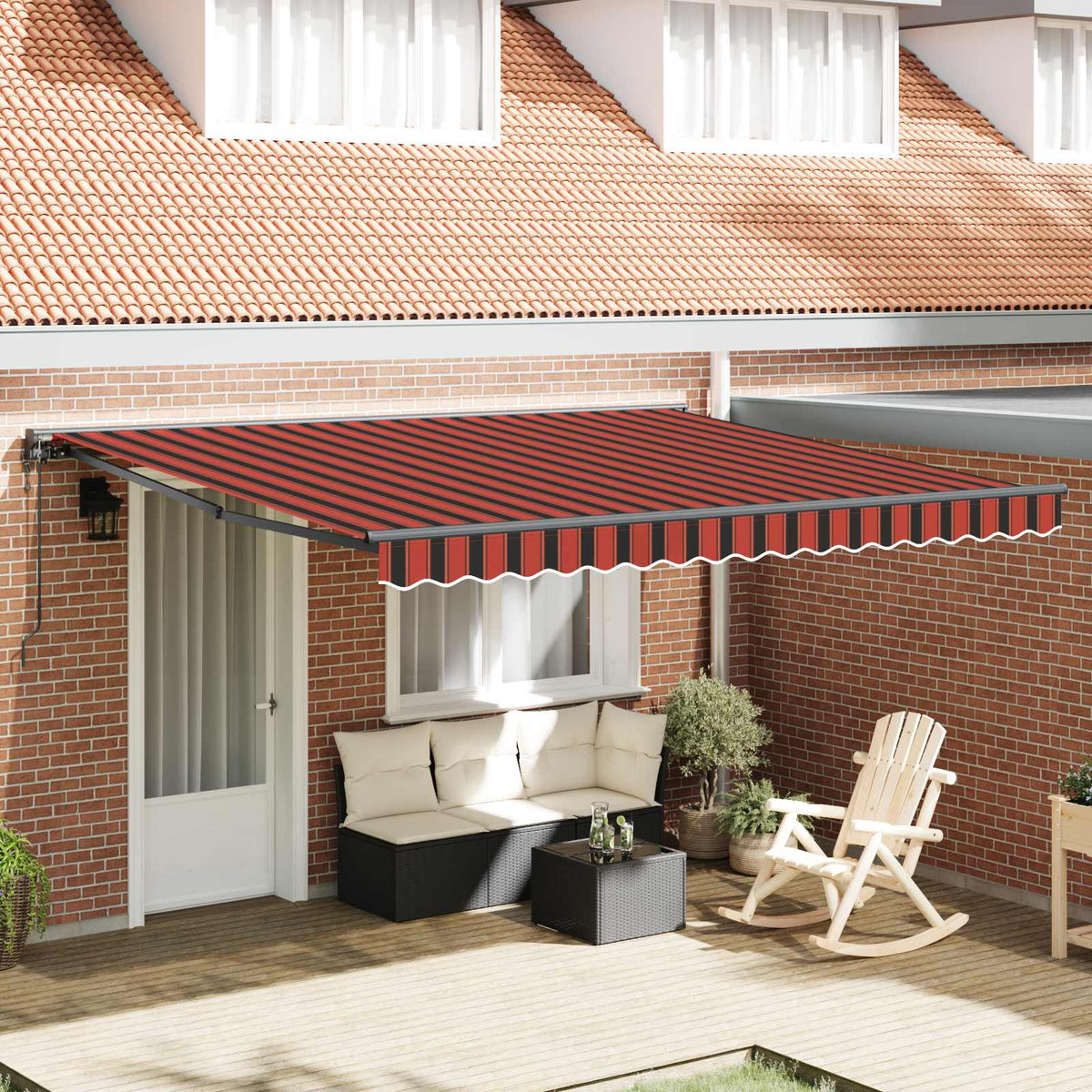 Vidaxl uitschuifbare luifel oranje en bruin 350 x 250 cm polyester