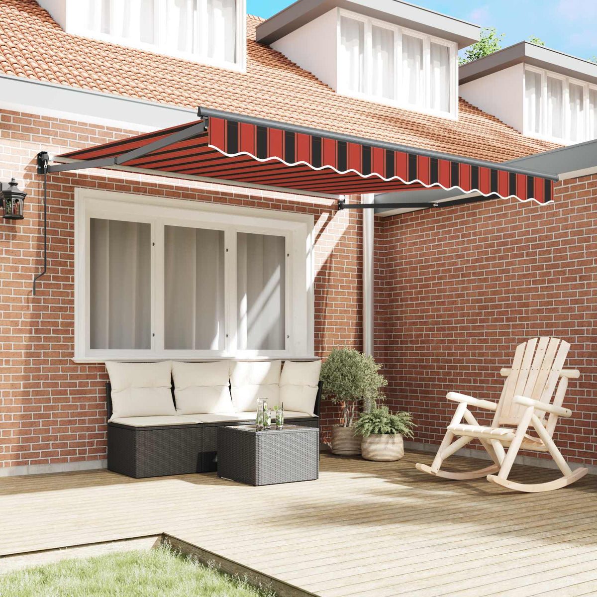 Vidaxl uitschuifbare luifel rood en zwart 350 x 250 x 165 cm