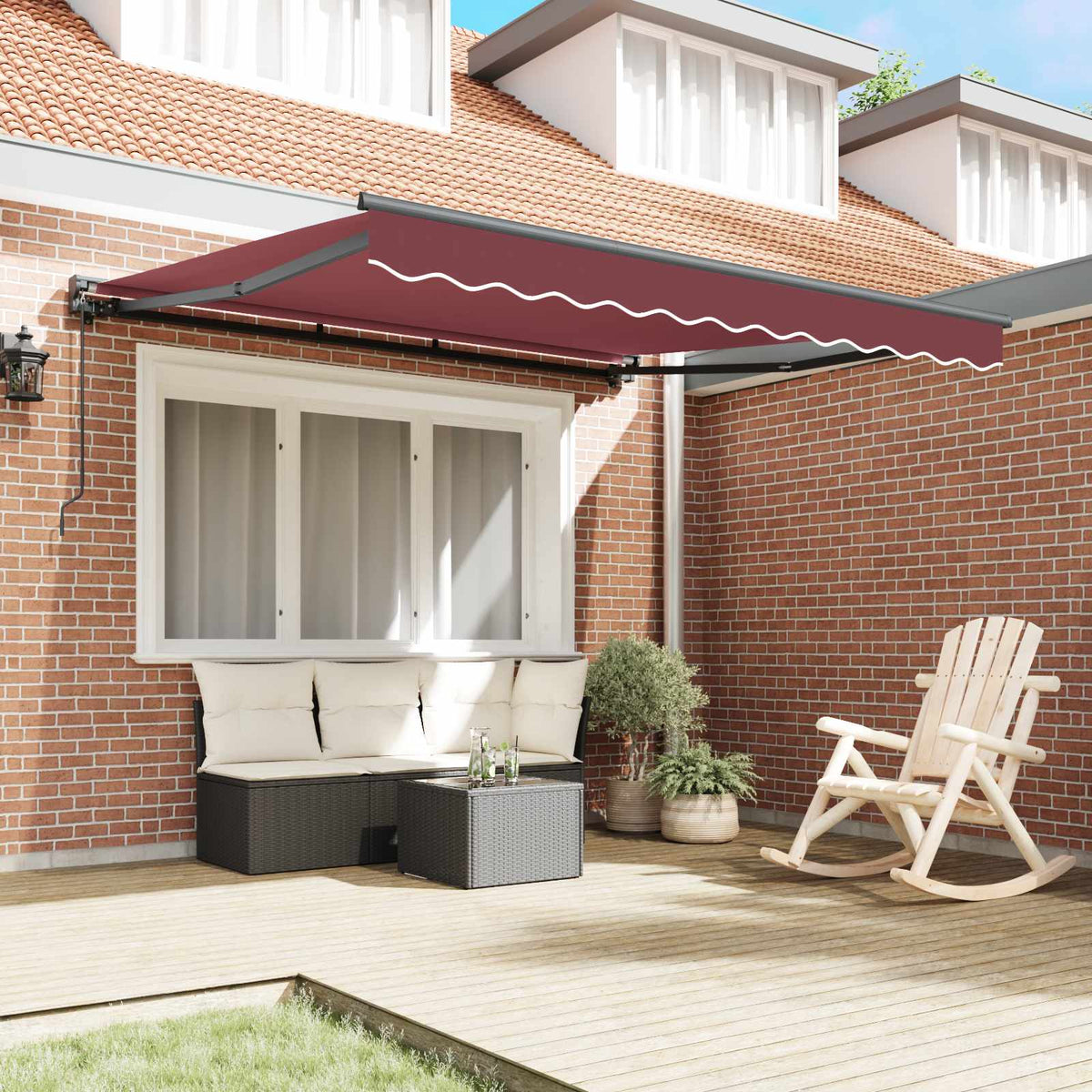 Vidaxl zijde frame bordeauxrood 350 x 250 cm polyester met pu-coating