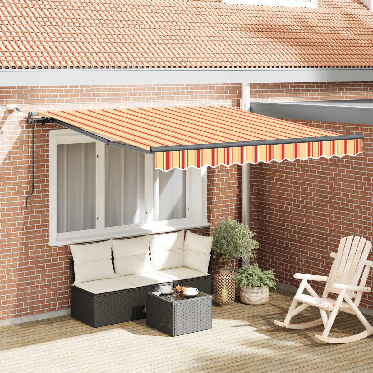 Vidaxl uitschuifbare luifel geel en oranje 350 x 250 cm polyester